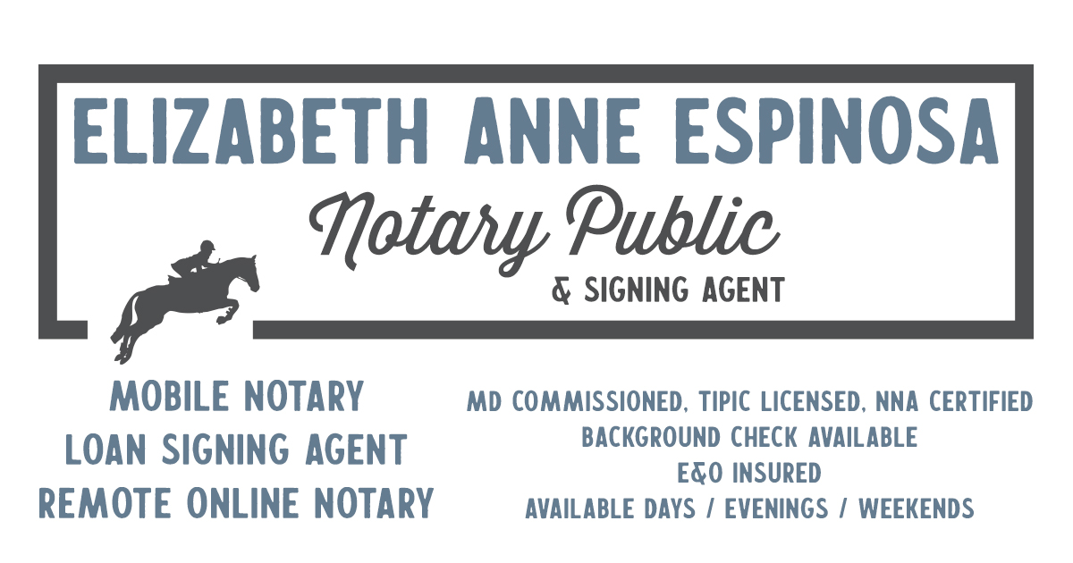 Elizabeth Anne Espinosa, Notary Public Prince County, MD